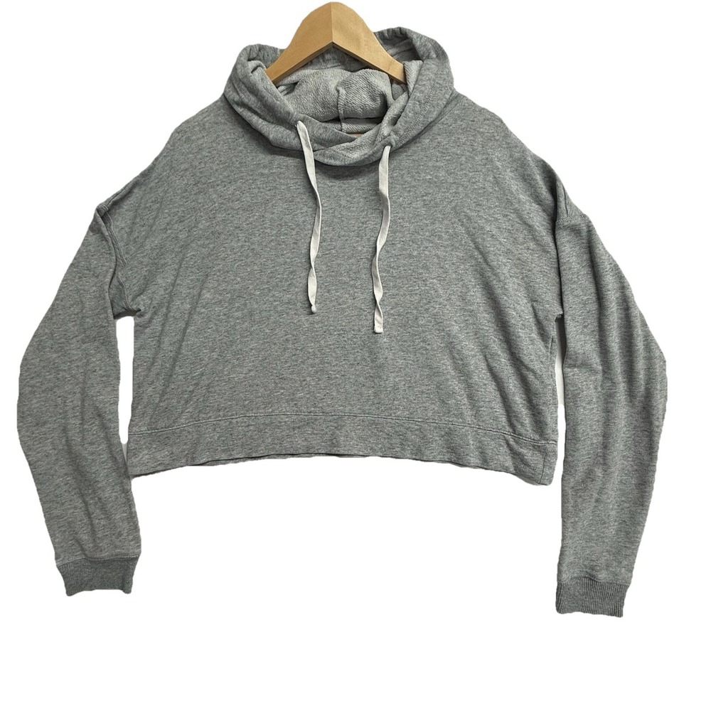 Tee Luv Cropped Hoodie Womens XL Gray Pullover Sweatshirt Boxy Crop